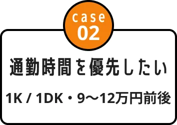 case02 通勤時間を優先したい 1K / 1DK・9〜12万円前後